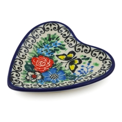 Polish Pottery 3" Tea Bag or Lemon Plate. Hand made in Poland. Pattern U3348 designed by Teresa Liana.