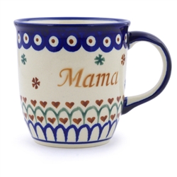 Polish Pottery 12 oz. Mama/Mom Mug. Hand made in Poland.