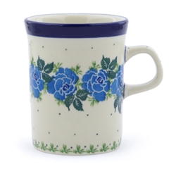 Polish Pottery 8 oz. Mug with Handle. Hand made in Poland and artist initialed.