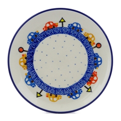 Polish Pottery 6" Bread & Butter Plate. Hand made in Poland and artist initialed.