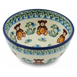 Polish Pottery 5" Ice Cream Bowl. Hand made in Poland and artist initialed.