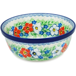 Polish Pottery 6" Cereal/Berry Bowl. Hand made in Poland. Pattern U4782 designed by Maria Starzyk.