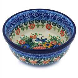 Polish Pottery 6" Cereal/Berry Bowl. Hand made in Poland. Pattern U3731 designed by Teresa Liana.