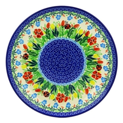 Polish Pottery 10.5" Dinner Plate. Hand made in Poland. Pattern U3784 designed by Krystyna Dacyszyn.