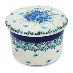 Polish Pottery 4.5" European Butter Crock. Hand made in Poland. Pattern U4992 designed by Maria Starzyk.