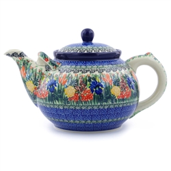 Polish Pottery 3 L Teapot with Two Handles. Hand made in Poland. Pattern U2874 designed by Teresa Liana.