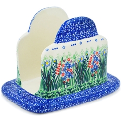 Polish Pottery 6.5" Napkin Holder. Hand made in Poland. Pattern U4332 designed by Krystyna Dacyszyn.