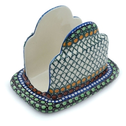 Polish Pottery 6.5" Napkin Holder. Hand made in Poland. Pattern U83 designed by Teresa Liana.