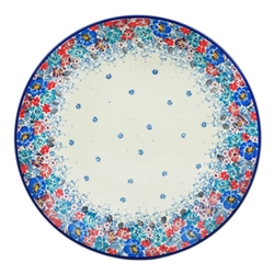 Polish Pottery 10.5" Dinner Plate. Hand made in Poland. Pattern U4708 designed by Maria Starzyk.