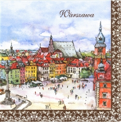 Warsaw Old Town In Watercolors. (package of 20). Size  13" x 13" , 33cm x 33cm.