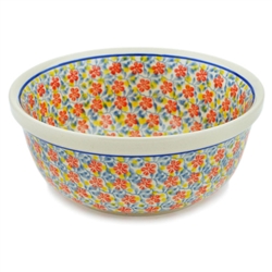 Polish Pottery 6" Cereal/Berry Bowl. Hand made in Poland and artist initialed.