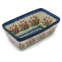 Polish Pottery 8" Loaf Pan. Hand made in Poland and artist initialed.