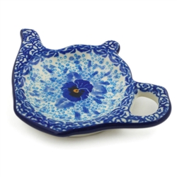 Polish Pottery 5" Tea Bag Plate. Hand made in Poland. Pattern U3639 designed by Maria Starzyk.
