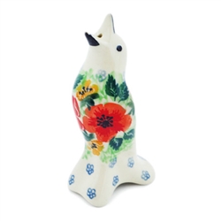 Polish Pottery 4" Pie Bird. Hand made in Poland. Pattern U4728 designed by Irena Maczka.