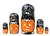 Five black kitties wait for trick-or-treaters, purring contentedly alongside their jack-o-lanterns. This Halloween nesting doll will be the purrfect October gift for the cat lover who enjoys decorating for the fall season. Nesting doll collectors will pri
