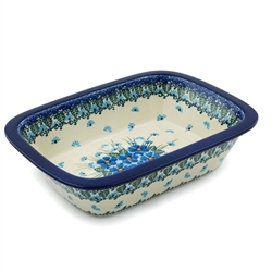 Polish Pottery 10" Rectangular Baker. Hand made in Poland. Pattern U4992 designed by Maria Starzyk.
