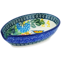 Polish Pottery 5" Spoon Rest. Hand made in Poland. Pattern U2211 designed by Teresa Liana.