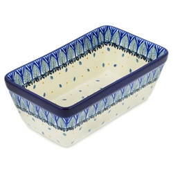 Polish Pottery 8" Loaf Pan. Hand made in Poland. Pattern U4873 designed by Maria Starzyk.