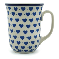 Polish Pottery 16 oz. Bistro Mug. Hand made in Poland and artist initialed.