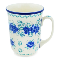 Polish Pottery 16 oz. Bistro Mug. Hand made in Poland and artist initialed.