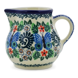 Polish Pottery 7 oz. Creamer. Hand made in Poland. Pattern U1955 designed by Krystyna Deptula.