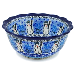 Polish Pottery 7" Fluted Petal Bowl. Hand made in Poland. Pattern U1634 designed by Barbara Makiela.