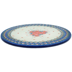 Polish Pottery 13" round cutting board. Hand made in Poland. Pattern U5007 designed by Maria Starzyk.