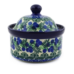 Polish Pottery 5" Canister with Lid. Hand made in Poland and artist initialed.