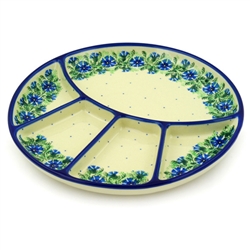 Polish Pottery 10.5" Divided Plate. Hand made in Poland and artist initialed.