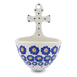 Polish Pottery 5.5" Holy Water Font. Hand made in Poland and artist initialed.