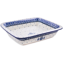 Polish Pottery 14" Baking Dish. Hand made in Poland. Pattern U4873 designed by Maria Starzyk.