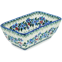 Polish Pottery 6" Rectangular Baker. Hand made in Poland and artist initialed.