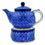 Polish Pottery 13 oz. Personal Teapot Set. Hand made in Poland and artist initialed.