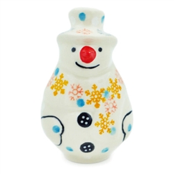 Polish Pottery 4" Snowman Salt Shaker. Hand made in Poland and artist initialed.