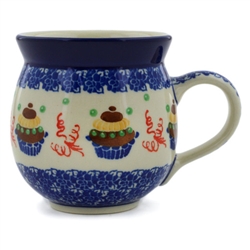 Polish Pottery 11 oz. Bubble Mug. Hand made in Poland and artist initialed.