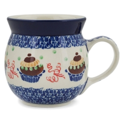 Polish Pottery 6 oz. Bubble Mug. Hand made in Poland and artist initialed.