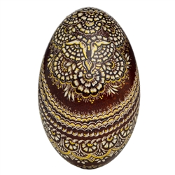 This beautifully designed goose egg is hand painted by master folk artist Krystyna Szkilnik from Opole, Poland. The painting is done in the traditional style from Opole. Signed and dated (2022) by the artist and ready to hang. Eggs are blown and can last