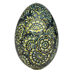 This beautifully designed goose egg is hand painted by master folk artist Krystyna Szkilnik from Opole, Poland. The painting is done in the traditional style from Opole. Signed and dated (2022) by the artist and ready to hang. Eggs are blown and can last