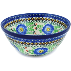 Polish Pottery 8" Bowl. Hand made in Poland. Pattern U440 designed by Ewa Tubaj.