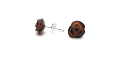 Cherry Amber Carved Rose Stud Earrings Made of Baltic Amber Size is approx 0.5" diameter.