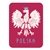 This magnet is about the size of a business card, is non-flexible with a strong magnet.  Polish Eagle - the countries symbol.