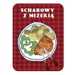 This magnet is about the size of a business card, is non-flexible with a strong magnet. Porkchops and Cucumber Salad Magnet - Magnes Schabowy i Mizeria