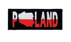 Two part Black Poland patch with velcro back.  Sew on with or without the velcro patch - your choice.  Size is approx 4" x 1.5".  Made In Poland.