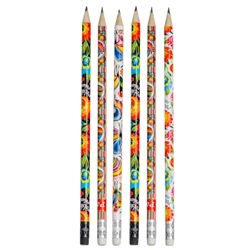 Beautiful folk design. Perfect for gifts.  Standard No.2 pencil with eraser.
7.5" long