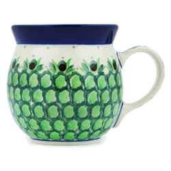 Polish Pottery 6 oz. Bubble Mug. Hand made in Poland. Pattern U206 designed by Anna Fryc.