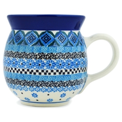 Polish Pottery 16 oz. Bubble Mug. Hand made in Poland. Pattern U4427 designed by Teresa Liana.