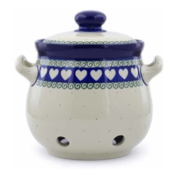 Polish Pottery 7" Garlic/Shallot Keeper. Hand made in Poland and artist initialed.