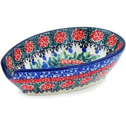 Polish Pottery 5" Spoon Rest. Hand made in Poland. Pattern U4023 designed by Teresa Liana.