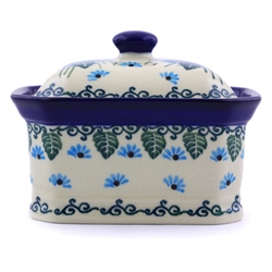 Polish Pottery 4" Box with Lid. Hand made in Poland. Pattern U4992 designed by Maria Starzyk.