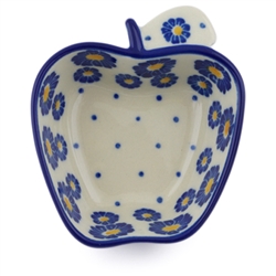 Polish Pottery 4" Apple Shaped Bowl. Hand made in Poland and artist initialed.